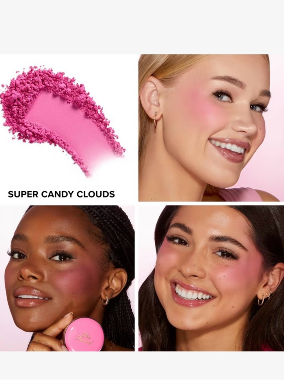 Too Faced Cloud Crush Blurring Powder Blush Super Candy Clouds New in Box - Picture 3 of 7